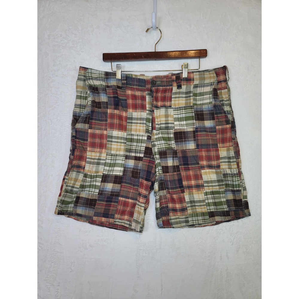Izod‎ Plaid Golf Patchwork Eclectic Grandpa Y2K Chino Shorts Vaca Resort Size 40